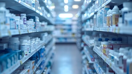 Sharp Focus on Hospital Pharmacy Medicine Shelves