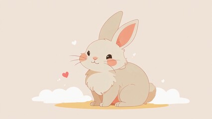 white rabbit with ribbon