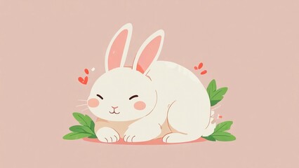 white rabbit with ribbon