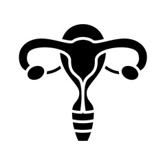 Uterus set icon. Uterus, ovaries, fallopian tubes, female reproductive system, human anatomy, gynecology, reproductive health, fertility, menstruation.
