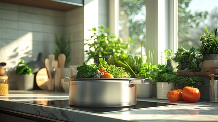 HighTech Sukiyaki Pot Integrated into a Modern Kitchen Design