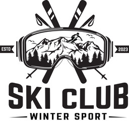ski club winter sport vector template.  extreme outdoor  adventure symbol illustration.