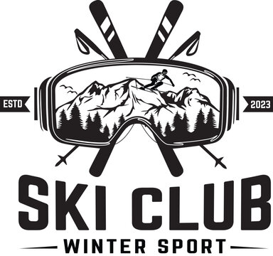 ski club winter sport vector template.  extreme outdoor  adventure symbol illustration.