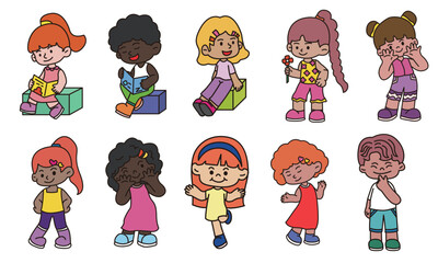 Cute children character illustration vector
