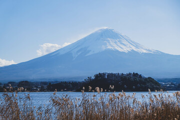 Kawaguchiko lake with fuji mountain background,Jpan.