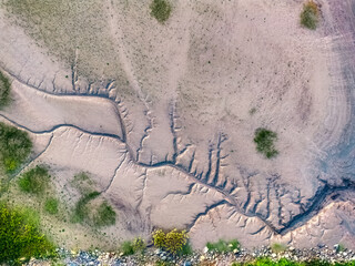 Tidal flat texture after low tide. Photographed at the mouth of the Qiantang River.