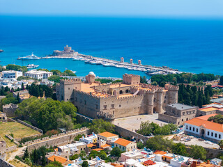 Palace of the Grand Master of the Knights of Rhodes with the Old Port Of Rhodes in The Background