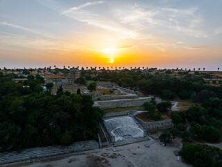 The Acropolis and the Ancient Stadium of Rhodes in Sunset