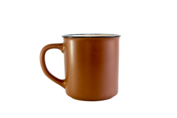 Ceramic brown mug on transparent background PNG