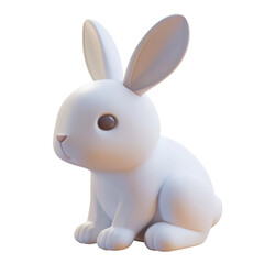cute rabbit icon, 3d render, plastic material, glossy