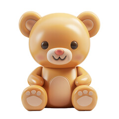 Obraz premium cute teddy bear icon, 3d render, plastic material