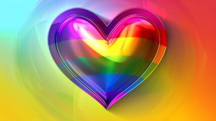Spectrum heart framed by a gradient background in Pride flag hues, text-ready layout.