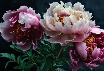 Fototapeta premium Pink and burgundy peonies 