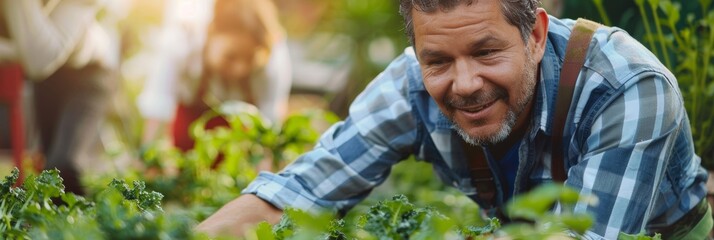 Biracial Middle-Aged Male Engineer Expounds AI in Urban Agriculture to Diverse Group in Late Afternoon Garden - Powered by Adobe