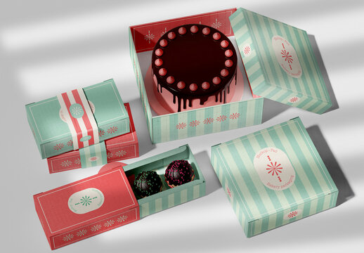 Bakery Box and Bag Branding Set Mockup