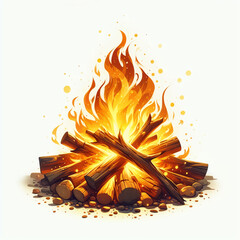 흰 배경, 모닥불 (white background, bonfire)