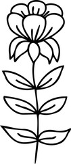Line art hand drawn flower, decorative flower design