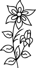 Line art hand drawn flower, decorative flower design