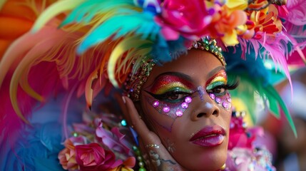Drag performers in dazzling costumes and makeup, captivating audiences with their creativity and artistry. --ar 16:9 --style raw Job ID: 3a983a4d-180b-4933-9ec2-4da597229834