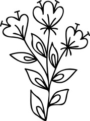 Line art hand drawn flower, decorative flower design