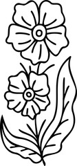 Line art hand drawn flower, decorative flower design