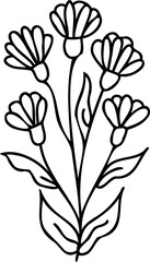 Line art hand drawn flower, decorative flower design