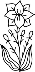 Line art hand drawn flower, decorative flower design