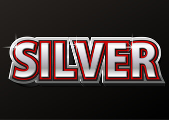 Editable text style effect - silver theme style.