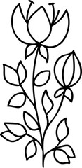 Line art hand drawn flower, decorative flower design