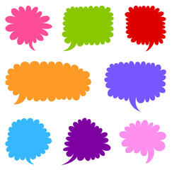 Colorful abstract speech bubbles with scalloped edges