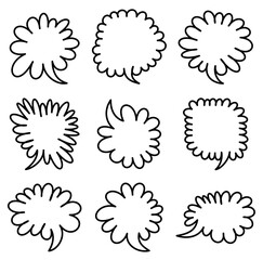 Set of Nine Speech Bubbles with Various Wavy Outlines