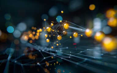 Sophisticated Network Security System Visualization Depicting Data Flow and Surveillance