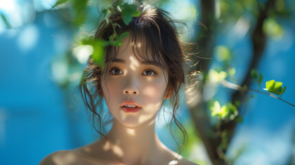 強い日差しと影　UVケア