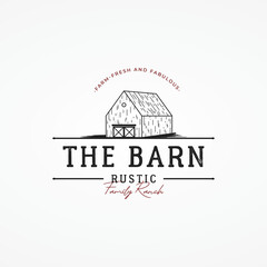 Fototapeta premium Natural rustic barn, farmhouse, warehouse logo design with a retro vintage concept.