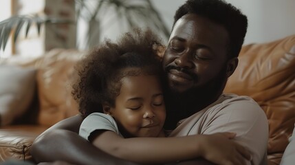 Portrait of American African Black Father and Child

