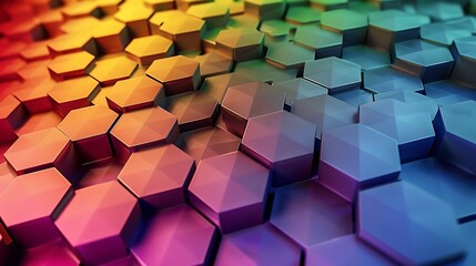 Symmetrical Beauty: Abstract Interlocking Hexagons Pattern in Vibrant Colors, Perfect Geometric Harmony, Ideal for Technology, Science, and Modern Design ConceptsSymmetrical Beauty: Abstract Interlock