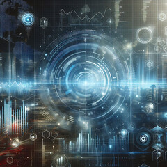 Obraz premium futuristic abstract digital wallpaper with data theme concept and energy waves