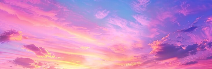 Obraz premium Beautiful sky with pink and purple clouds at sunset