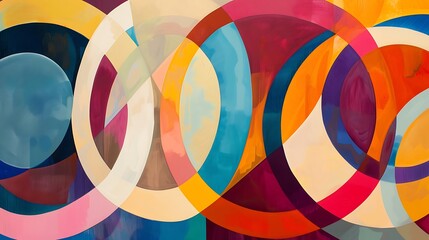 Obraz premium Harmony in Motion: Captivating Intersecting Circles Concept, Symbolizing Unity, Connectivity, and Fluidity in Modern Design. Perfect Balance of Form and Symmetry
