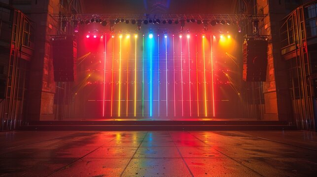 LGBTQA+ , LGBT :  Vibrant Diversity: Hyperrealistic LGBTQA+ Festival Stage with Rainbow Lighting and Pride Decor by Canon EOS K5 85mm