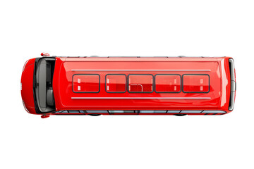 Top view of red double-decker bus top view transparent background