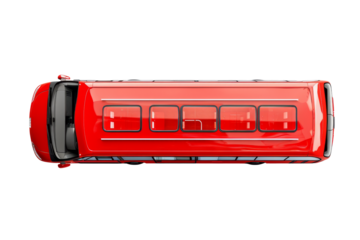 Top view of red double-decker bus top view transparent background