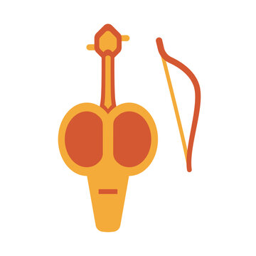 Kazakh instrument Kobyz vector illustration. Simple and minimalistic kobyz icon