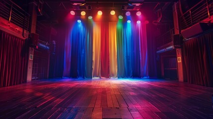 LGBTQA+ , LGBT :  Rainbow Illumination - Hyperrealistic LGBTQA+ Performance Hall With Pride Posters Canon EOS K5 85mm