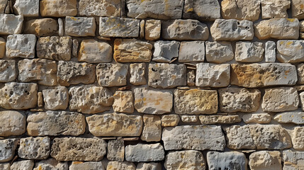 Obraz premium A close shot shows the ancient stone wall of the castle from the 17th century, where the teeth of time have left their traces.