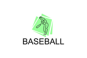 Baseball player vector line icon. batter and ball logo, equipment sign. sport pictogram illustration