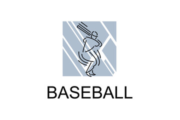 Baseball player vector line icon. batter and ball logo, equipment sign. sport pictogram illustration
