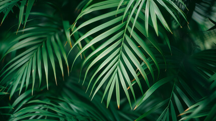 Fototapeta premium A tranquil setting with palm branches in the background, where delicate leaves gently sway in the wind.