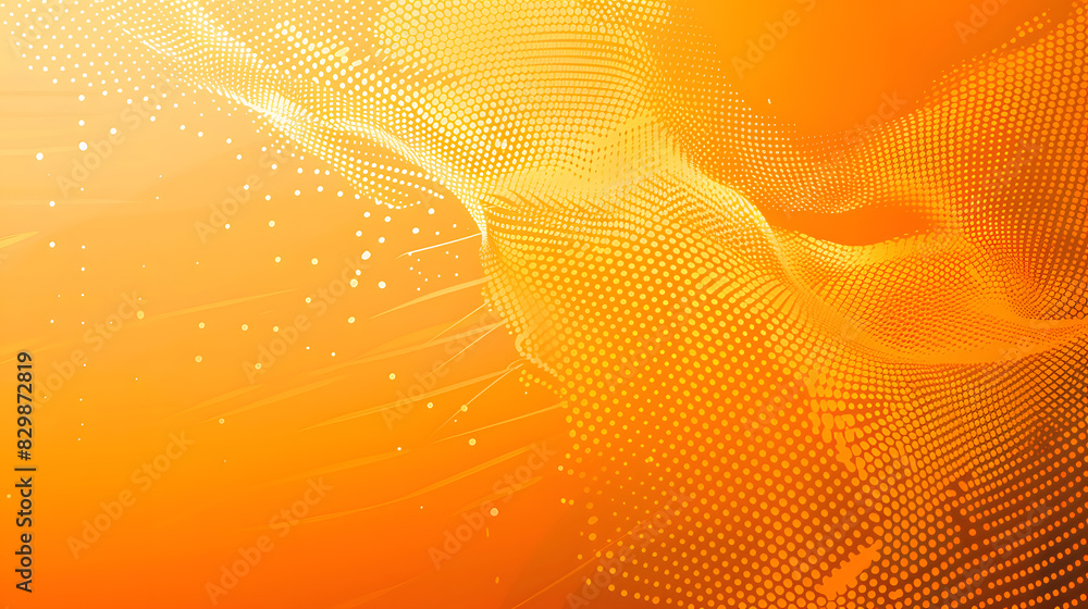 Poster abstract orange background with lines and halftone effect. generative ai.