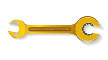 Vector icon of a yellow ratchet on a white background, suitable for mechanical and repair graphics.